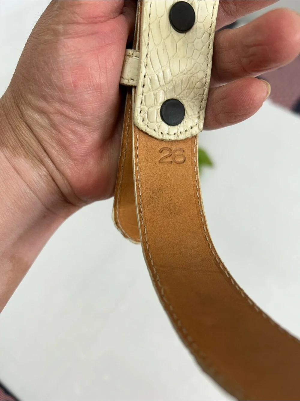 Cream Croc-Embossed Leather Bracelet Watch Strap